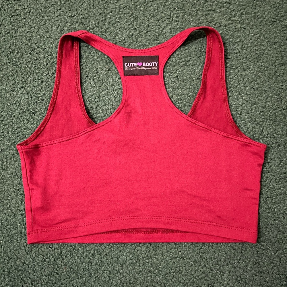 Cute Booty burgundy red Sports Bra